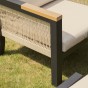Zestaw mebli ogrodowych z aluminium SANTIAGO | Czarny + imitacja drewna | Beżowe poduszki | OUTLET-34