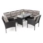 Zestaw mebli ogrodowych dla 9 osób PARIS BIG | Technorattan | Czarny | Poduszki szare 01 | OUTLET -1