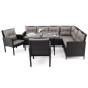 Zestaw mebli ogrodowych dla 9 osób PARIS BIG | Technorattan | Czarny | Poduszki szare 01 | OUTLET -4