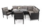 Zestaw mebli ogrodowych dla 9 osób PARIS BIG | Technorattan | Czarny | Poduszki szare 01 | OUTLET -24