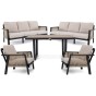 Zestaw mebli ogrodowych z aluminium PROVENCE DUO | Czarny + imitacja drewna | Beżowe poduszki OUTLET-1