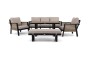 Zestaw mebli ogrodowych z aluminium PROVENCE | Czarny + imitacja drewna | Beżowe poduszki OUTLET-5