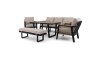 Zestaw mebli ogrodowych z aluminium PROVENCE | Czarny + imitacja drewna | Beżowe poduszki OUTLET-6