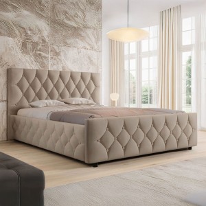 Łóżko tapicerowane z pojemnikiem SFG0172P | 180x200 | Welur | Ciemny Beż #6 | OUTLET