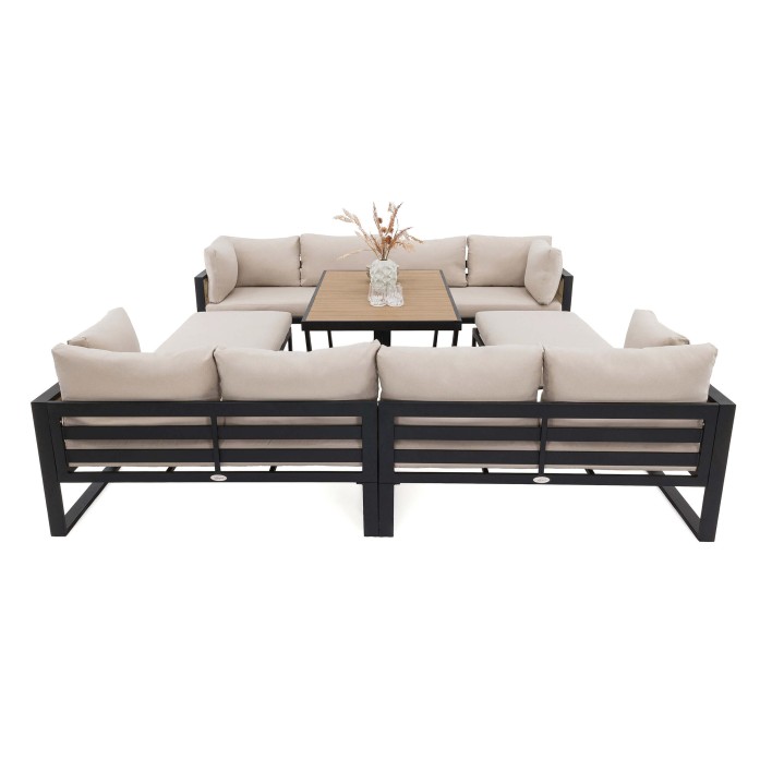 Zestaw mebli ogrodowych SIENA DUO | Aluminium czarny | Beżowe poduszki