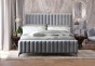 Łóżko tapicerowane BELANIA (SF1023) w stylu Glamour | 140x200 | Welur | Szary | OUTLET-3