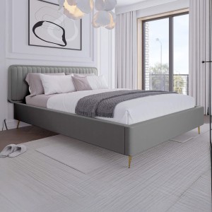 Łóżko tapicerowane SF1041 | 140x200 | Welur | Szary | OUTLET