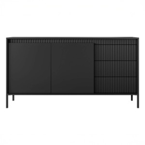 Komoda ryflowana SENSO 153 2D3S (B) | Czarny | SZYBKA WYSYŁKA