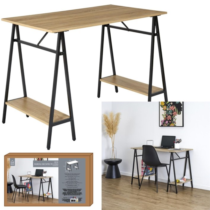 Biurko Archi 110x60cm naturalne/czarne
