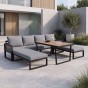 Zestaw mebli ogrodowych RIMINI + Stół Sycylia | Aluminium czarny | Szare poduszki-2