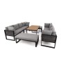 Zestaw mebli ogrodowych RAVENA DUO + Stół Sycylia | Aluminium czarny | Szare poduszki OUTLET-6