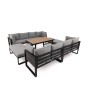 Zestaw mebli ogrodowych RAVENA DUO + Stół Sycylia | Aluminium czarny | Szare poduszki OUTLET-7