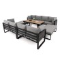Zestaw mebli ogrodowych RAVENA DUO + Stół Sycylia | Aluminium czarny | Szare poduszki OUTLET-10