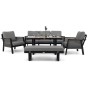 Zestaw mebli ogrodowych z aluminium PROVENCE | Czarne + imitacja drewna | Szare poduszki OUTLET-1