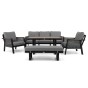 Zestaw mebli ogrodowych z aluminium PROVENCE | Czarne + imitacja drewna | Szare poduszki OUTLET-4