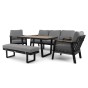 Zestaw mebli ogrodowych z aluminium PROVENCE | Czarne + imitacja drewna | Szare poduszki OUTLET-5