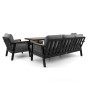 Zestaw mebli ogrodowych z aluminium PROVENCE | Czarne + imitacja drewna | Szare poduszki OUTLET-6