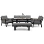 Zestaw mebli ogrodowych z aluminium PROVENCE | Czarne + imitacja drewna | Szare poduszki OUTLET-16