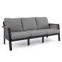 Zestaw mebli ogrodowych z aluminium PROVENCE | Czarne + imitacja drewna | Szare poduszki OUTLET-19