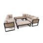 Zestaw mebli ogrodowych RAVENA DUO + Stół Sycylia | Aluminium czarny | Beżowe poduszki OUTLET-6