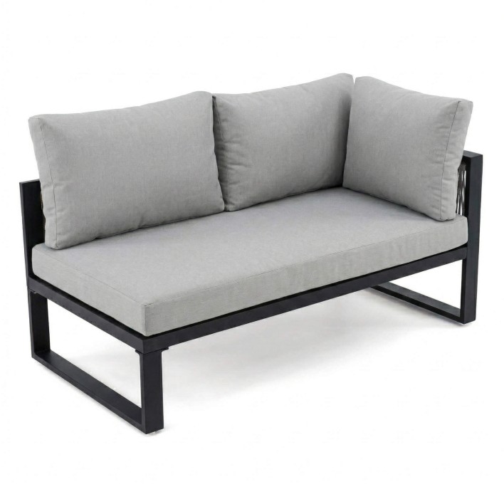 Zestaw mebli ogrodowych SANTOS | Aluminium czarny | Szare poduszki