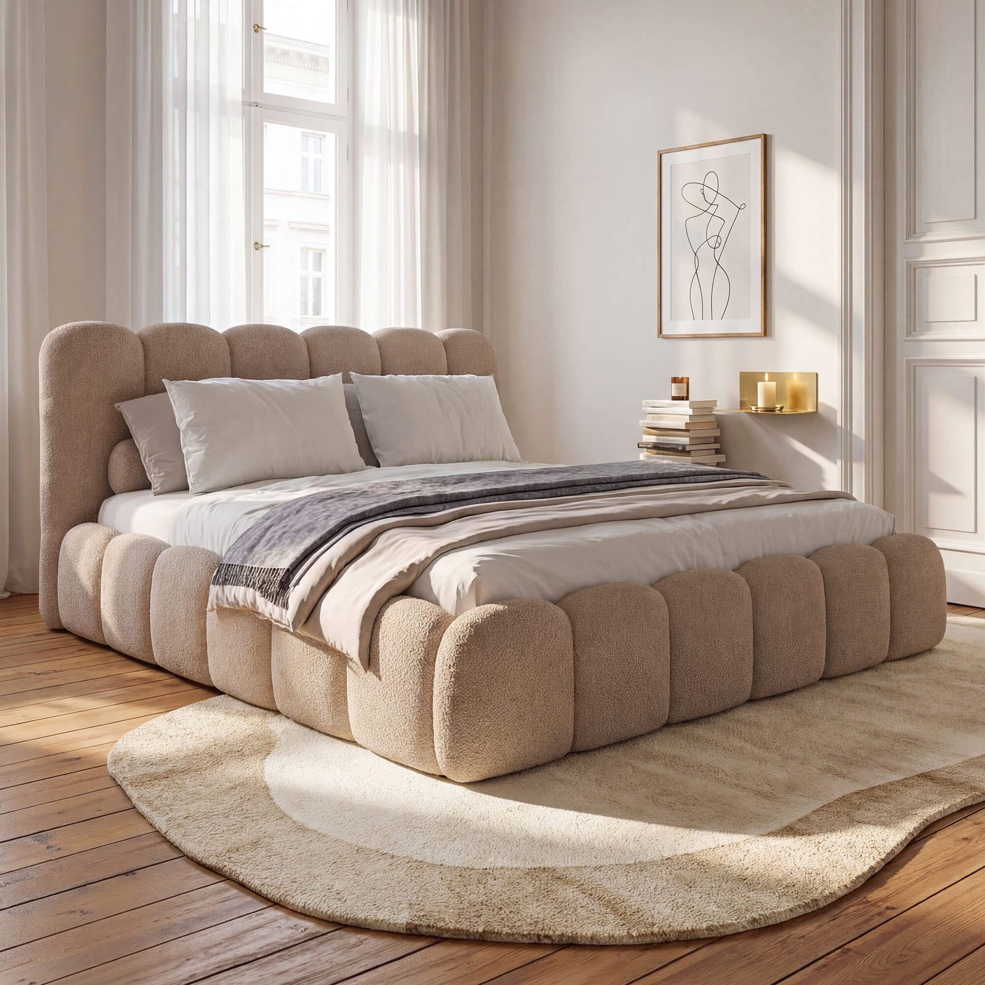 Łóżko tapicerowane SF1109 | 180x200 | Boucle | Beż #3