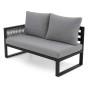Zestaw mebli ogrodowych RIMINI DUO + Stół Sycylia | Aluminium czarny | Szare poduszki OUTLET-24