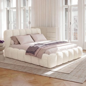 Łóżko tapicerowane z pojemnikiem SFG0200P | 140x200 | Boucle | Biały #2