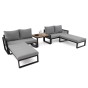 Zestaw mebli ogrodowych SANTOS | Aluminium czarny | Szare poduszki | OUTLET-4