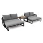Zestaw mebli ogrodowych SANTOS | Aluminium czarny | Szare poduszki | OUTLET-5