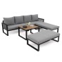 Zestaw mebli ogrodowych SANTOS | Aluminium czarny | Szare poduszki | OUTLET-6