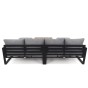 Zestaw mebli ogrodowych SANTOS | Aluminium czarny | Szare poduszki | OUTLET-12
