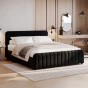 Łóżko tapicerowane z pojemnikiem SFG0167 | 180x200 | Welur | Czarny OUTLET-1