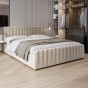 Łóżko tapicerowane z pojemnikiem SFG0160 | 140x200 | Welur | Beżowy #3 | OUTLET-1