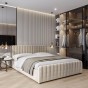 Łóżko tapicerowane z pojemnikiem SFG0160 | 140x200 | Welur | Beżowy #3 | OUTLET-3