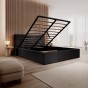 Łóżko tapicerowane z pojemnikiem SFG0159 | 180x200 | Welur | Czarny #84 | OUTLET-4