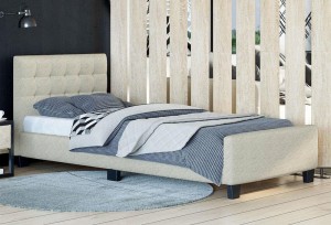 Łóżko tapicerowane SF942 jednoosobowe | 90x200 | Boucle | Beż #3 | OUTLET