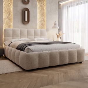 Łóżko tapicerowane 4794 | 160x200 | Boucle | Biały #6 | OUTLET