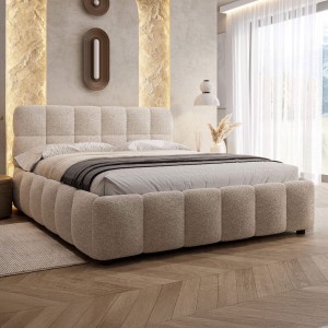 Łóżko tapicerowane 4794 | 180x200 | Boucle | Biały #6 | OUTLET