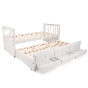 Łóżko dziecięce podwójne MF24196 z szufladami 90x200