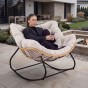 Ogrodowy fotel bujany technorattan BOHO poduszki beżowe-2