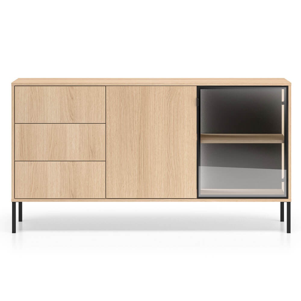 Komoda BARNEE 02 | 160cm | Oświetlenie LED | Dąb Lindberg