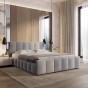 Łóżko tapicerowane z pojemnikiem SFG0166 | 140x200 | Welur | Szary OUTLET-5