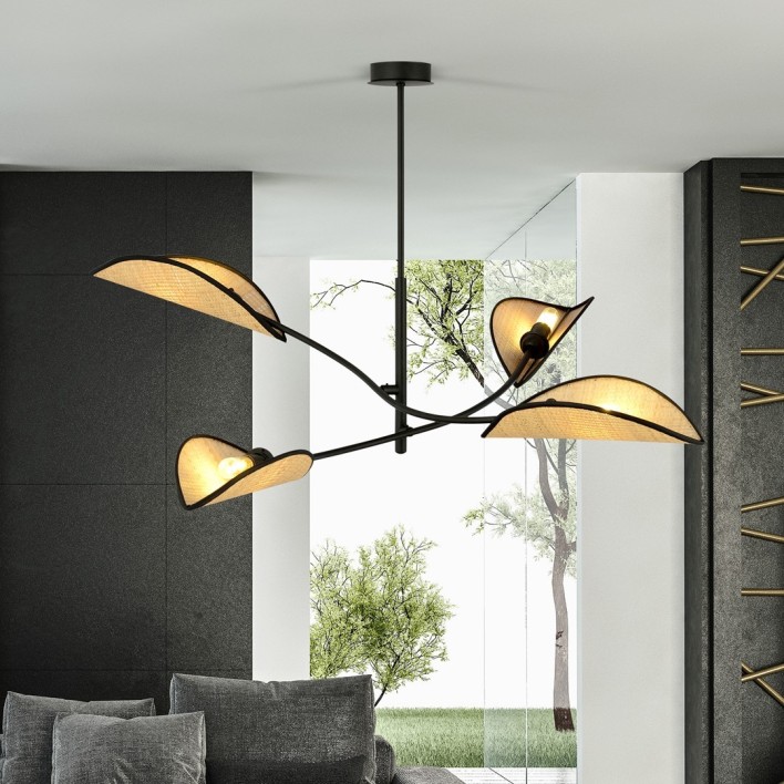 LOTUS 4 BLACK/RATTAN