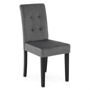 Krzesło tapicerowane drewniane MY8683  szary welur nogi czarne | OUTLET