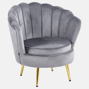 Fotel muszelka ELIF | Welur | Szary #19 | OUTLET