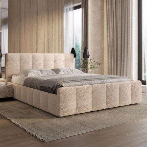 Łóżko tapicerowane z pojemnikiem SFG0166 | 180x200 | Boucle | Cappuccino #4 | OUTLET