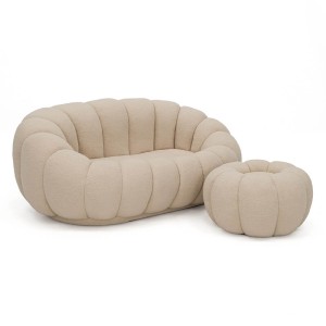 Fotel 2 osobowy z podnóżkiem CX2032 Pumpkin | Bouclé | Ciemny Beż #5 | OUTLET