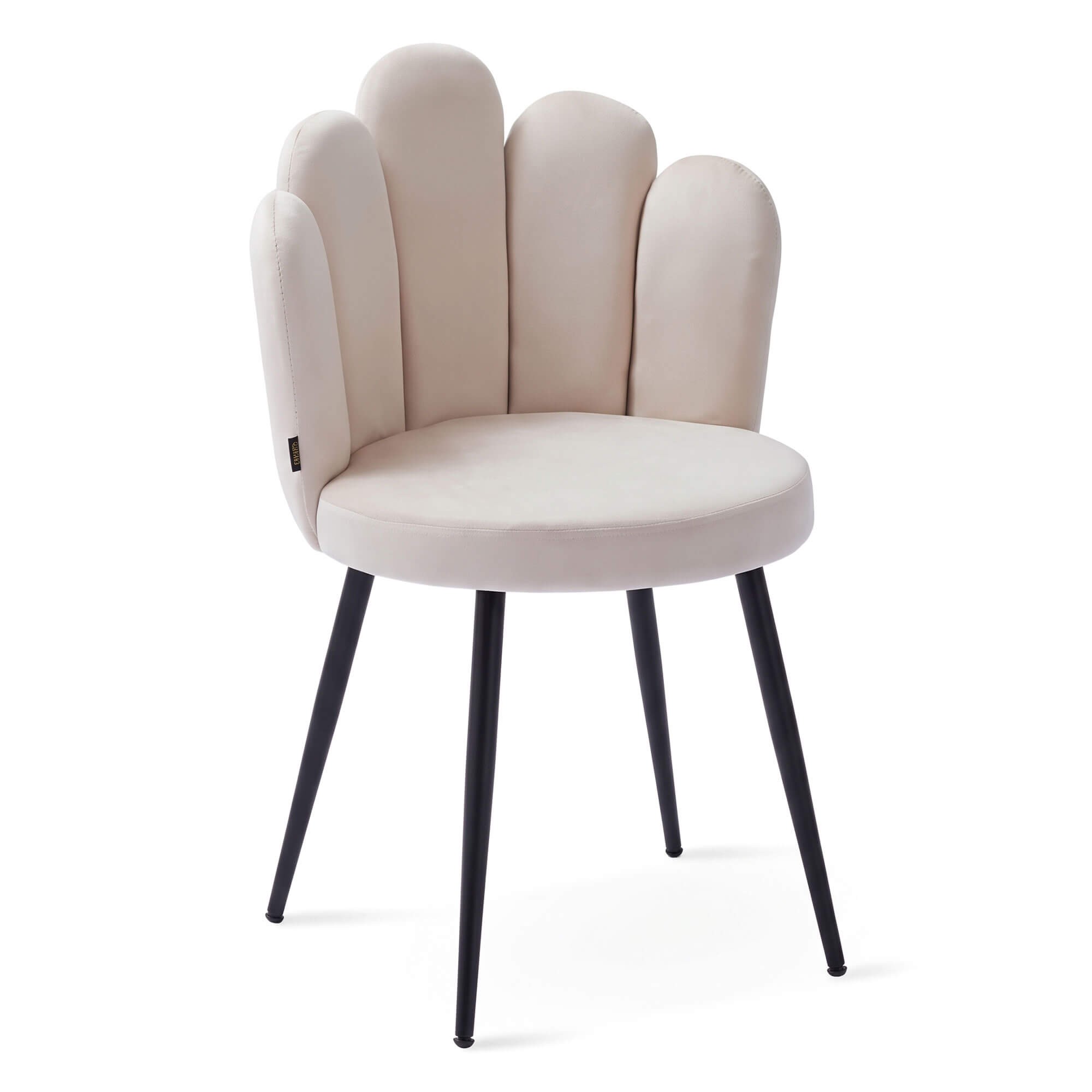 Krzesło muszelka beżowe DC-6092 czarne nogi, welur | OUTLET