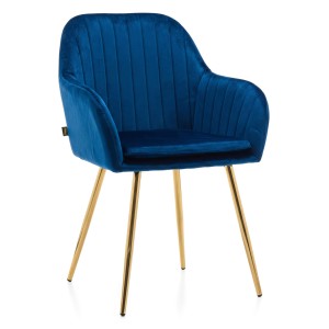 Krzesło welurowe C-892 | granatowe | złote nogi | OUTLET